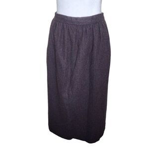 Vintage 80s Pencil Skirt Womens Size Small Brown Tweed Wool Career Office Chic